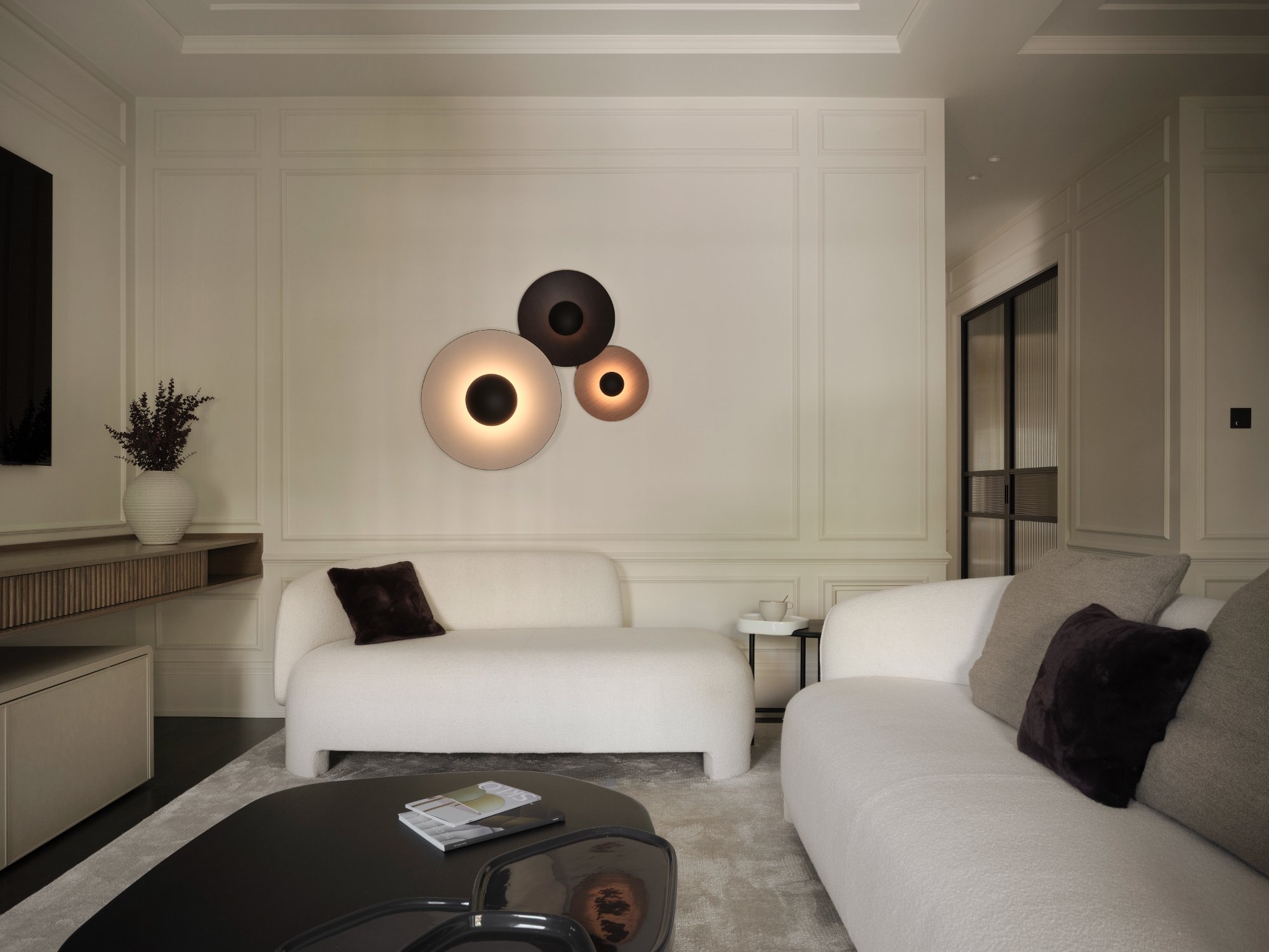 Grosvenor Residence — Living area with custom steel partition detail