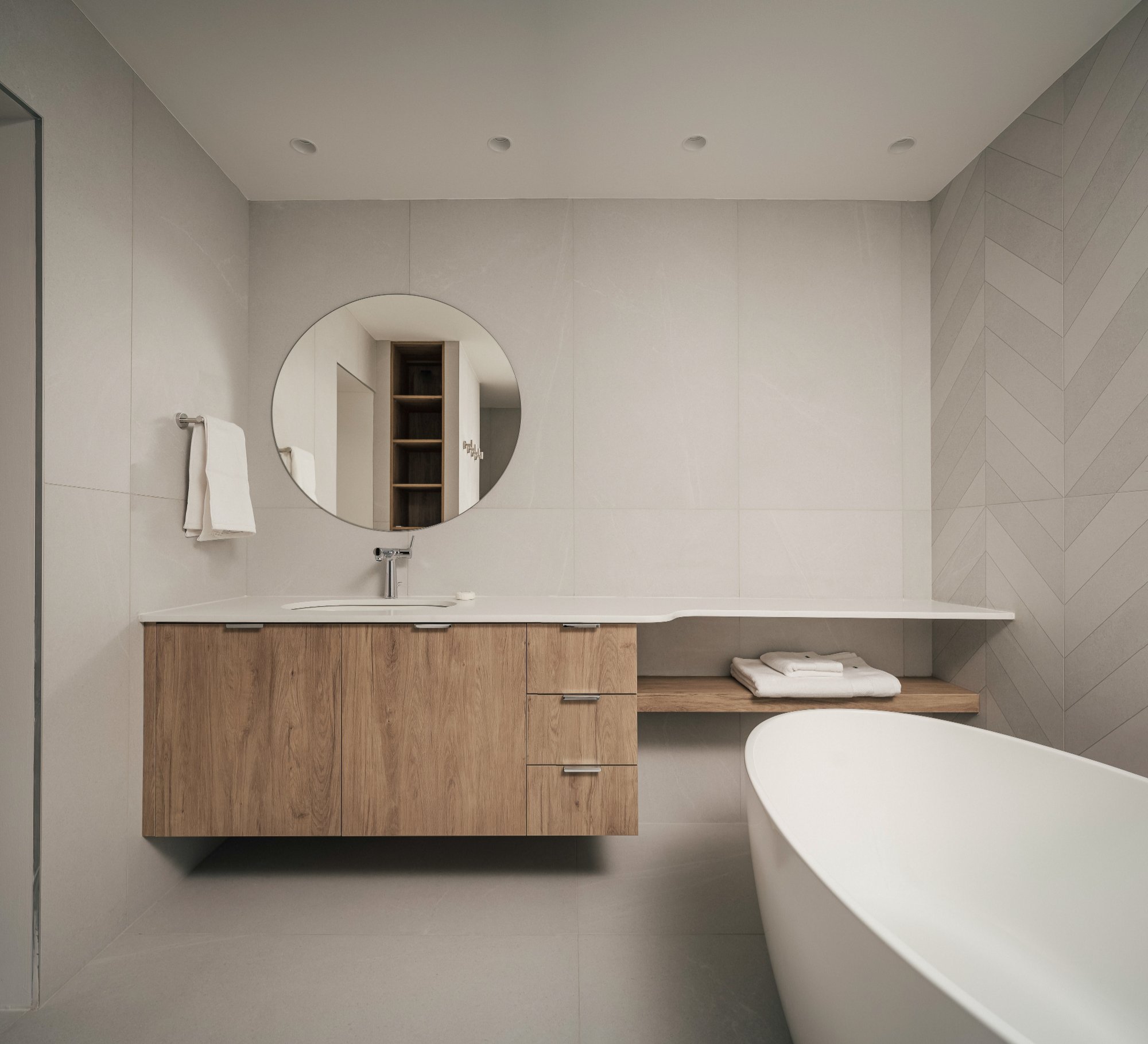 Wellington Loft — Custom walnut bathroom vanity